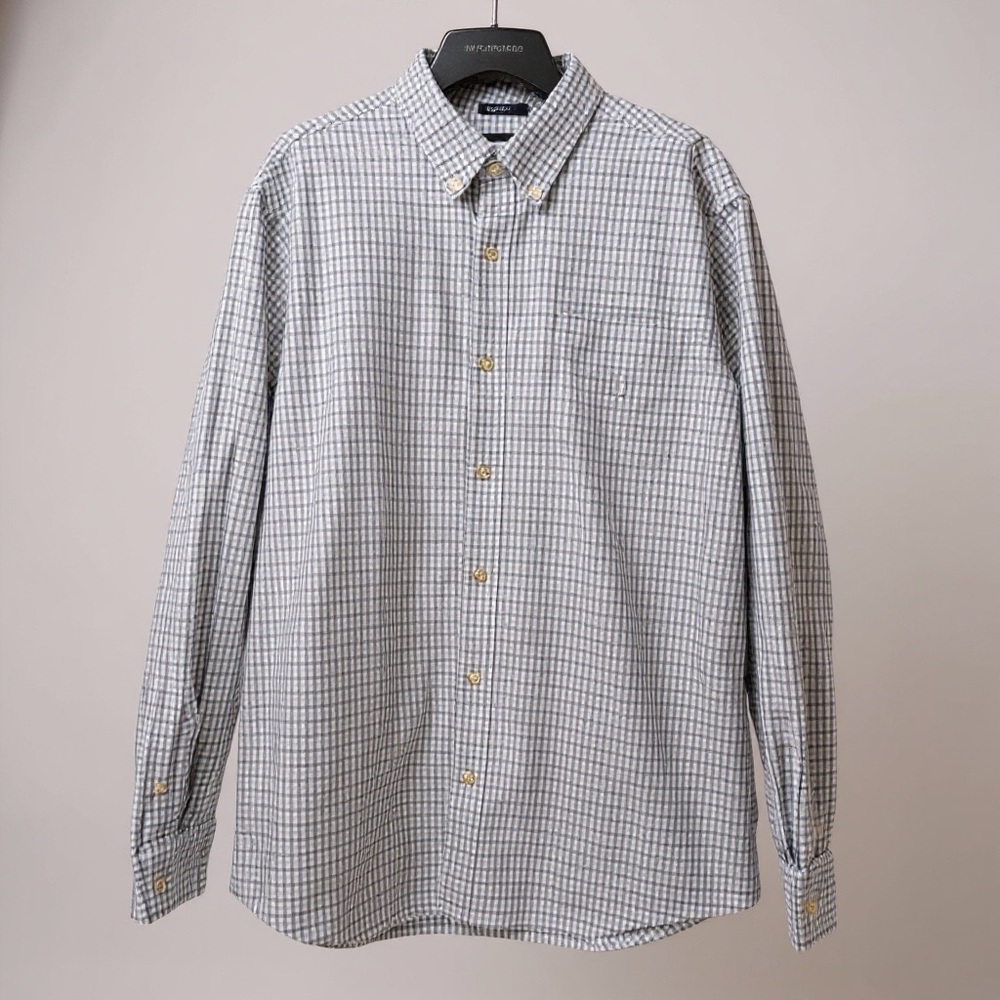 Chaps Mens Stretch Oxford Button Down Long Sleeve Checkered Size XL